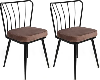 Image de Skye Decor, Yıldız-947 V2, ensemble de chaises (2 pièces), marron clair, 100 % METAL, 43 x 42 x 82 cm
