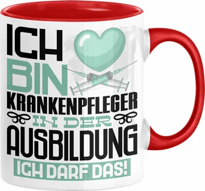 Produktbild von Krankenpfleger Ausbildung Tasse Geschenk Ich Bin Krankenpfleger In Der Ausbildung Ich Darf Das Geschenkidee Spruch (Rot)