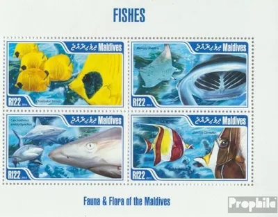 Produktbild von Briefmarken Malediven 2013 Mi 4908-4911 Kleinbogen (kompl. Ausg.) postfrisch Fische
