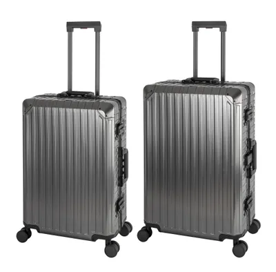 Produktbild von TRAVELHOUSE® Tokyo Alu Reisekoffer-Set 2er M+L -grau - 66 L / 100 L Trolley Hartschale