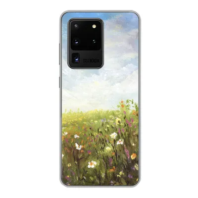 Produktbild von MuchoWow® Handyhülle Schutzhülle Hülle für Samsung Galaxy S20 Ultra Sommer - Blumen - Ölfarbe Silikon Softcase Handy Hülle - Karteninhaber