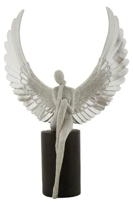 Image de Mauro Ferretti Dekofigur Engel Sparky, argenté, noir, 24x8x34 cm