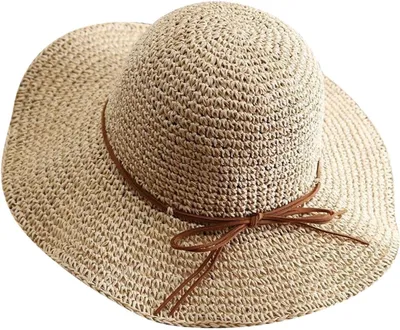 Immagine prodotto di Cappello di paglia estivo da donna, pieghevole, ideale per viaggi e spiaggia, cappello da sole