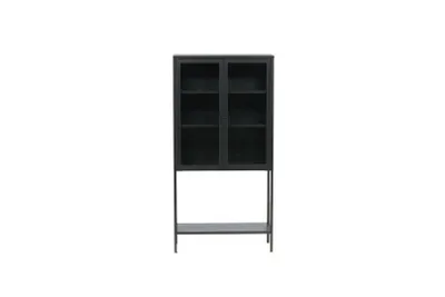 Image de Misha Armoire vitrine 2 portes, 4 tablettes de rangement, noir.