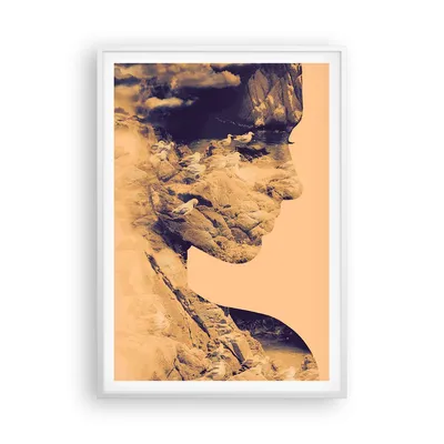 Produktbild von Gerahmtes Poster - Weißer Rahmen - Frau Vögel Fotomontage - 70x100 cm - Wand Bild - Wanddeko - Wandbilder - Kunstposter - Wandposter - Bilderrahmen - Bilder - Kunstdruck - Wandbild - P2WPA70x100-4246