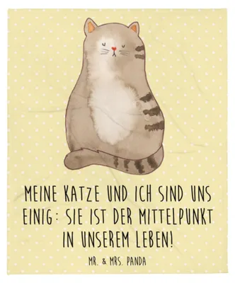 Produktbild von Mr. & Mrs. Panda Sofadecke Katze Sitzen - Gelb Pastell - Geschenk, Flauschige Decke, Kuscheldecke, Couchdecke, Tagesdecke, Cats, Herz, Liebe, Katzen, Katzenhalter, Plaid
