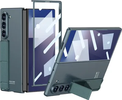 Obrázek produktu pro Pouzdro pro Samsung Galaxy Z Fold 7 s stojánkem, tenké matné tvrdé PC ochranné pouzdro s ochranou displeje Zelená