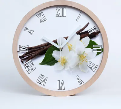 Produktbild von Holzuhr 25fi cm wanduhr - weiße Spitzen - Jasmin und Vanille