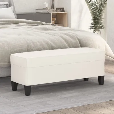 Produktbild von "2026 Promotion" Sitzbank für Garten, Holzbank Creme 100x35x41 cm Kunstleder - Gartenbänke CC21130