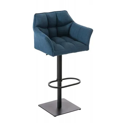 Produktbild von CLP Barhocker Damaso mit Stoffbezug drehbar und höhenverstellbar bis 240 kg blau Gestell Farbe schwarz