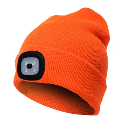 Produktbild von Uni Outdoor Radfahren Wandern Led Licht Strickmütze Winter Elastische Beanie Mütze-Orange