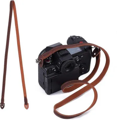 Immagine prodotto di Tracolla in pelle marrone, regolabile, stile vintage