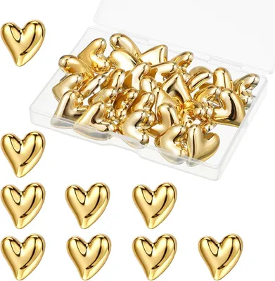 Imagen del producto de Clavos en forma de corazón, 30 unidades, color dorado, para pizarras de anuncios