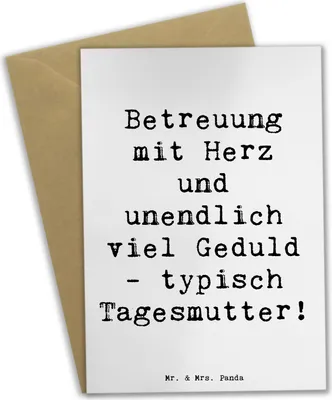 Produktbild von Mr. & Mrs. Panda Grußkarte Spruch Tagesmutter Liebe - Weiß - Geschenk, unermüdlich, kreative Geschenke, Wertschätzung, weihnachtskarten, Beruf, für Berufstätige