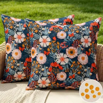 Obrázok produktu pre Poťahy na vankúše, 50x50 cm, odolné voči poveternostným vplyvom, kvetinový vzor, 2 kusy, vonkajšie použitie, polyester