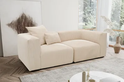 Produktbild von DOMO Collection Sofa 800011, 2 Sitzer, Rechteckig, individuell kombinierbar, Cord Couch, Couchgarnitur, 216 x 108 x 69 (BxTxH), creme