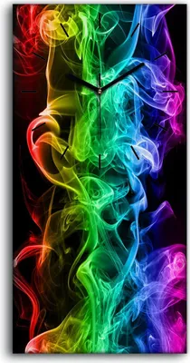Produktbild von Wandkunst Leinwand Bild Uhr Geräuschlos Kunstdruck 30x60 Abstrakte Kunst Bunt - schwarze Hände