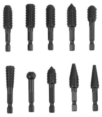 Productafbeelding van Rotary Burr Rasp Set 10Pcs 1/4 Inch voor Houtsnijwerk en Slijpmachines