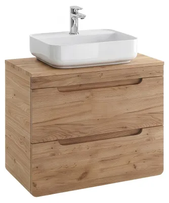 Produktbild von Waschtischunterschrank 81 cm mit Keramikbecken LUTON-56-CRAFT Wotan Eiche Nb. B/H/T ca. 81/75,5/46 cm