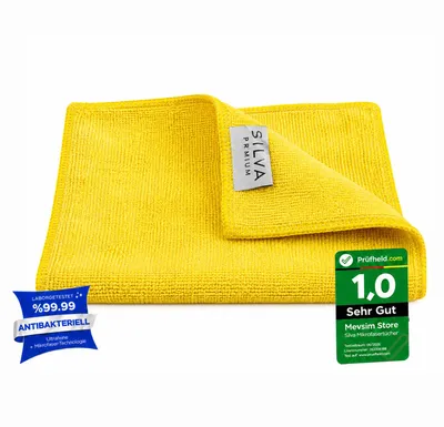 Produktbild von Silva Premium Mikrofasertücher für die Küche – Kratzfreies Reinigungstuch mit hoher Saugfähigkeit | Für hartnäckige Flecken & streifenfreie Fenster