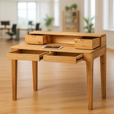 Produktbild von Sekretär Wildeiche Schreibtisch 110x76x96x55 Schubla. Softeinzug #2244