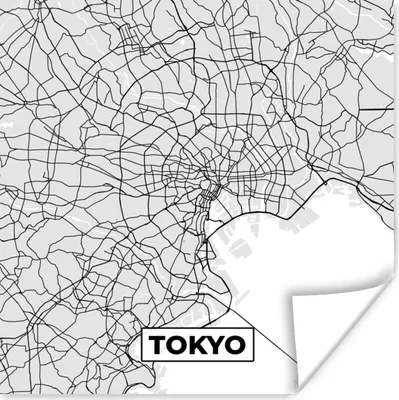 Produktbild von MuchoWow® Poster Tokio - Stadtplan - Schwarz und weiß - Karte 50x50 cm - Wohnzimmerdekoration