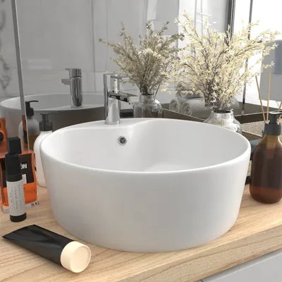 Produktbild von ZMH Luxus-Waschbecken mit Überlauf Matt-Weiß 36x13 cm Keramik