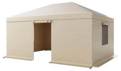 Produktbild von SucceBuy Winterabdeckung für 3,68x4,9 m große Pavillons, Ersatzabdeckung mit Seitenwänden und Netzfenstern aus PE-Material, Schutzabdeckung für Lagerzwecke, Pavillons sind nicht enthalten