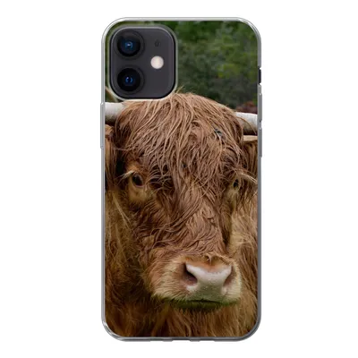 Produktbild von MuchoWow® Handyhülle Schutzhülle Hülle für iPhone 12 Schottische Highlander - Tiere - Gras Silikon Softcase Handy Hülle - Schutzhülle
