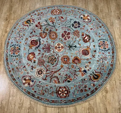 Produktbild von Teppich ZIEGLER-ORIGINAL | Farbe: Hellblau; Größe: 174x176 cm | strapazierfähig und leicht zu reinigen | Wohnzimmer | Schlafzimmer