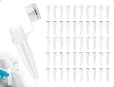 Zentrifugenröhrchen 50 Stück, 1,5 ml, Kunststoff, transparent