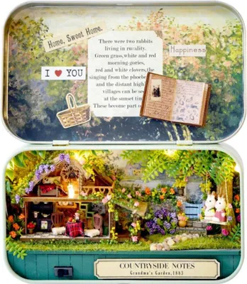 Image de Habarri | Maison Miniature - DIY Maison de Poupées - Maison en Bois avec Meubles et éclairage LED - Cadeau pour Enfants - Un Coin Idyllique
