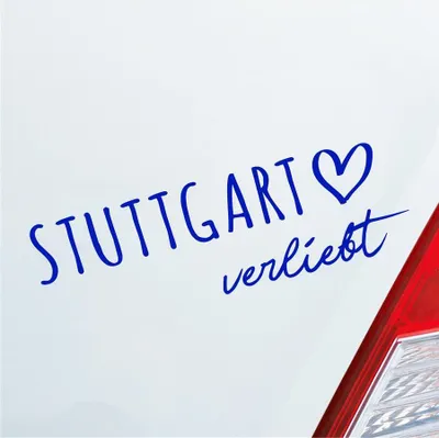Produktbild von Auto Aufkleber Stuttgart verliebt Herz Stadt Heimat Liebe Car 19x6 cm Dunkelblau Sticker Heckscheibenaufkleber