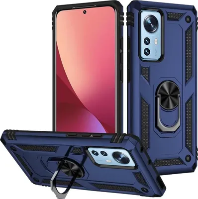 Produktbild von Conie Outdoor Schutzhülle für Xiaomi 12T / 12T Pro Tasche Silikon Hard Case Cover Hülle mit Halter Ständer in Blau