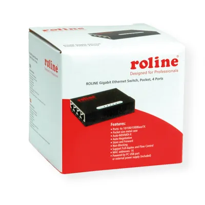 Produktbild von ROLINE Gigabit Ethernet Switch, Pocket, 4 Ports