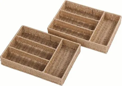 Immagine prodotto di Portaposate pieghevole in gomma naturale - Cestino - Cucchiai e forchette - 35x25x5,5 cm - Colore naturale