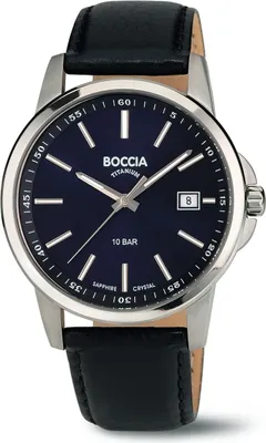 Produktbild von Boccia 3633-01 Herren-Armbanduhr, Titan-Gehäuse, Leder-Armband