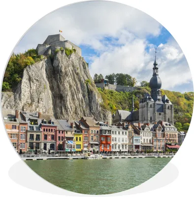 Produktbild von MuchoWow® Rundes Wandbild - Runde Bilder Dinant - Belgien - Haus Ø 90 cm Kreis Wanddekoration Kunststoff - Wandkreis - Wandschmuck - Wand-Kreis - Wohnzimmer - Bild - Runde - Wanddeko - Dibond - Kunstdrucke