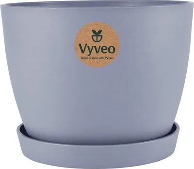 Zdjęcie produktu dla Vyveo – doniczka Lunda z podstawką – ciemnoszara – 14 x 10