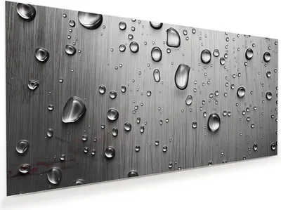 Produktbild von Glasbild 60x30cm in XXL für Wohnzimmer, Schlafzimmer Motiv Wassertropfen auf Metall