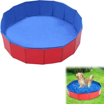 Imagen del producto de Bañera plegable para perros, piscina portátil, para perros grandes y pequeños, 80x80x20 cm, ideal para jardín y camping