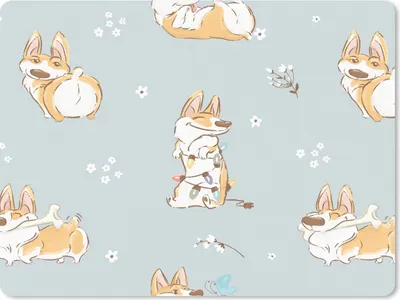 Produktbild von MuchoWow® Mauspad Mousepad Muster - Hund - Corgi - Jungen - Mädchen - Kinder - Kinder 23x19 cm - Mousepads - Maus Mat - Pad - Mausunterlage - Schreibtischunterlage - Mauspad