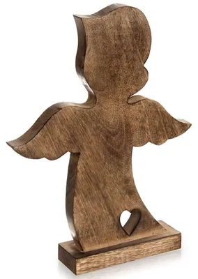 Obrázok produktu pre Drevená figúrka vianočného anjela, mangové drevo, 38,5 cm
