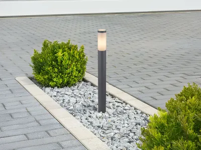 Produktbild von LED Pollerleuchte Gartenbeleuchtung mit Strom Gartenlampe Wegbeleuchtung, H 80cm