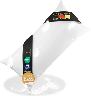 Produktbild von LILENO HOME 3-Kammer Daunenkissen 40x80 - Allergiker geeignet - Baumwoll Kissen 40x80 mit Federn & Daunen Füllung - langlebig & atmungsaktives Kopfkissen Daunen u. Federfüllung