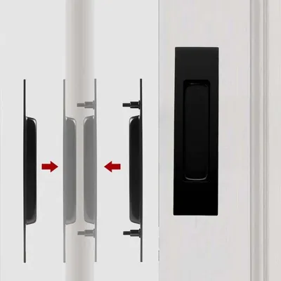 Produktbild von INF Einbau Türgriff Oval Edelstahl Schiebetür Griffset 2-teilig für Innentüren Schwarz