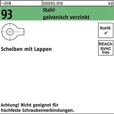 Produktbild von Reyher  Scheiben DIN 93 Stahl 10,5 galv. vz (1000 Stück)