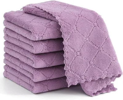 Immagine prodotto di Panni per la pulizia, panni in microfibra, assorbenti, lavabili, panni per la pulizia, microfibre, cura dell'auto, panno per lucidare, strofinacci morbidi senza pelucchi, panni per la cucina, 6 pezzi, 30 x 30 cm, viola