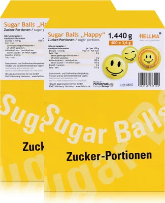 Produktbild von Hellma Zucker Portionen "Happy" 1,44kg - Zucker für die Gastronomie (2er Pack)
