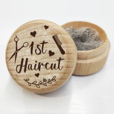 Imagen del producto de TRANKIELO® - Caja de madera para recuerdos de bebé, ideal para guardar el primer mechón de pelo. Un bonito recipiente para guardar el cabello. Segura y duradera